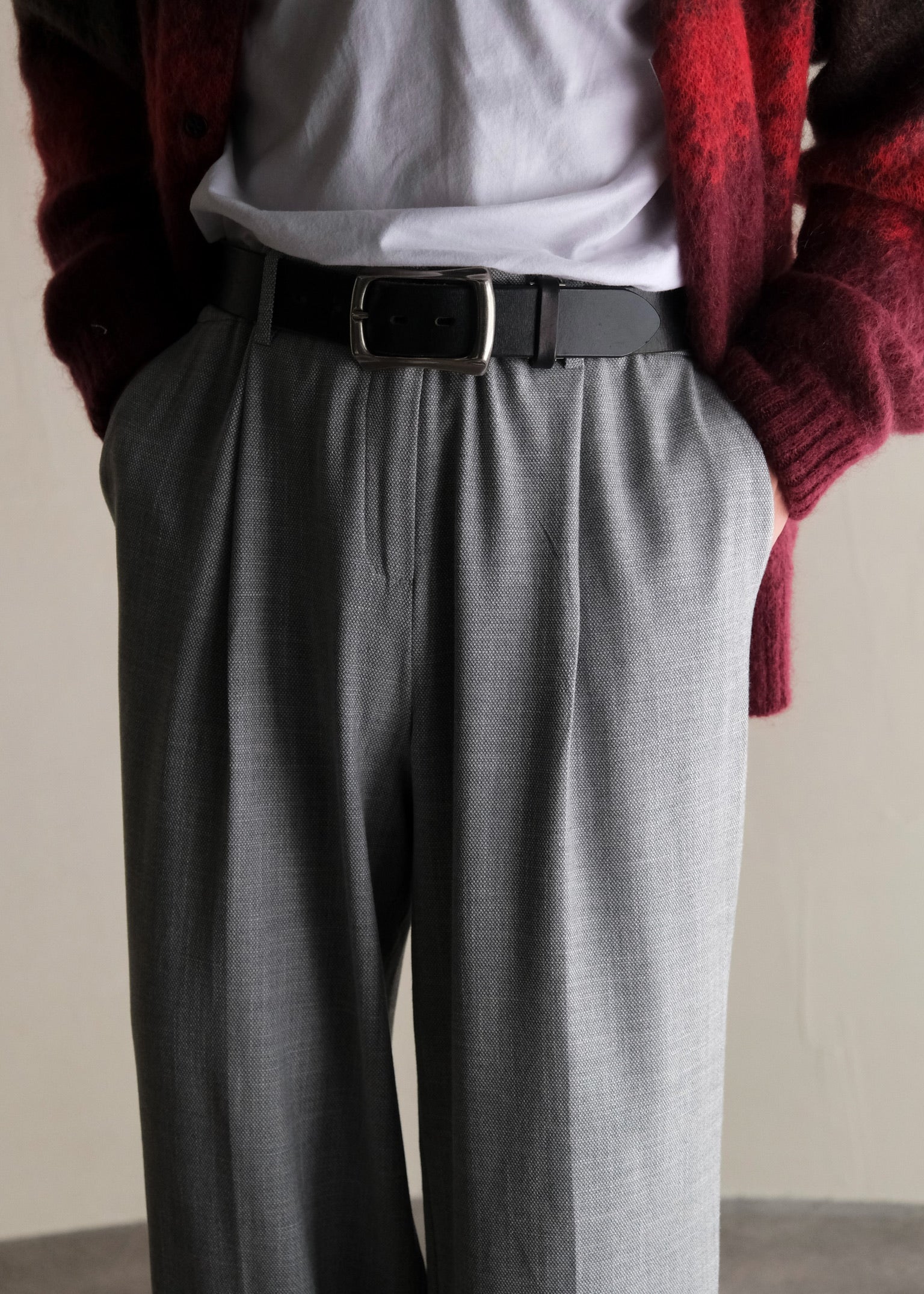tucked smooth wide straight slacks