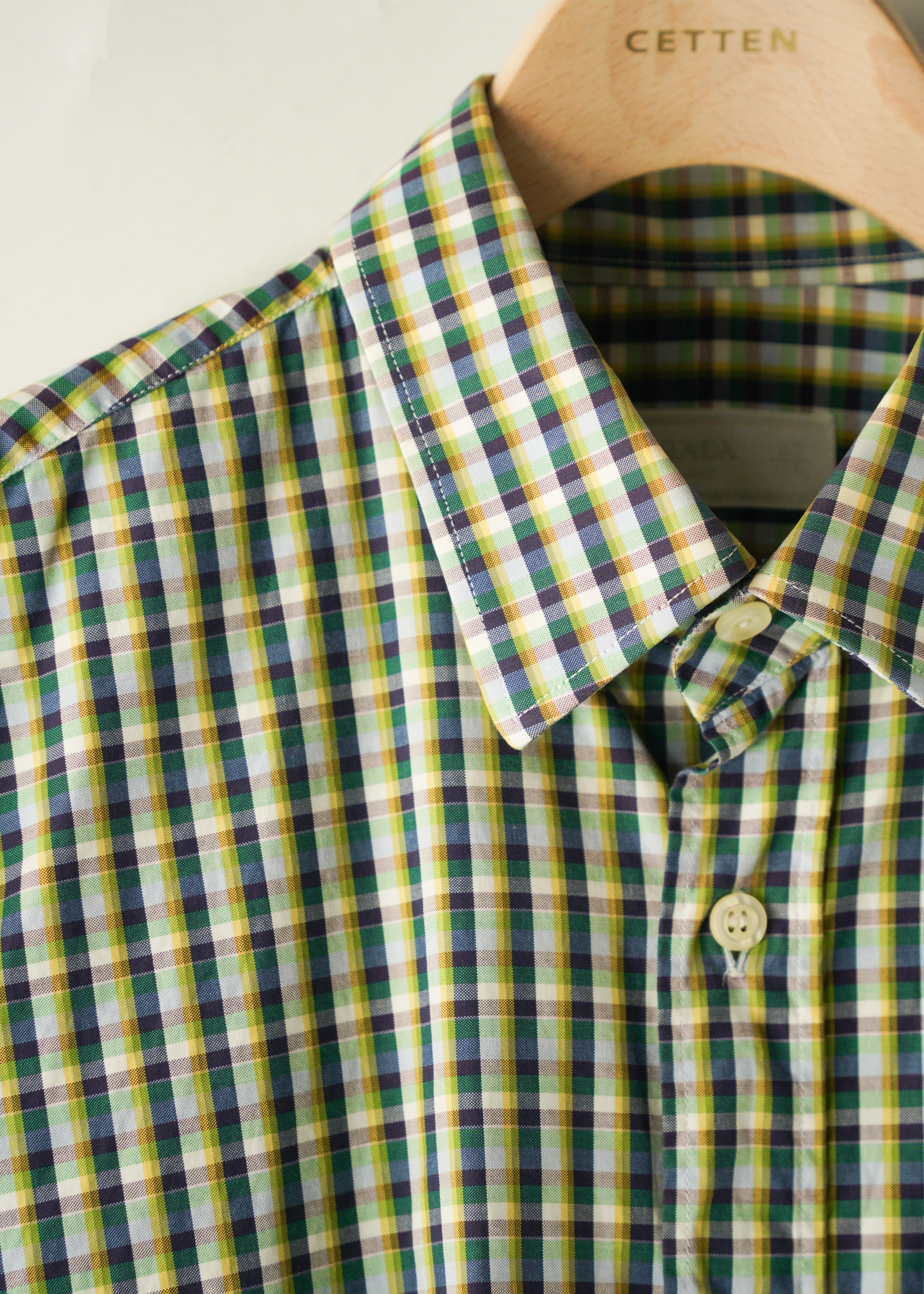 PRADA multi color check regular collar cotton shirt