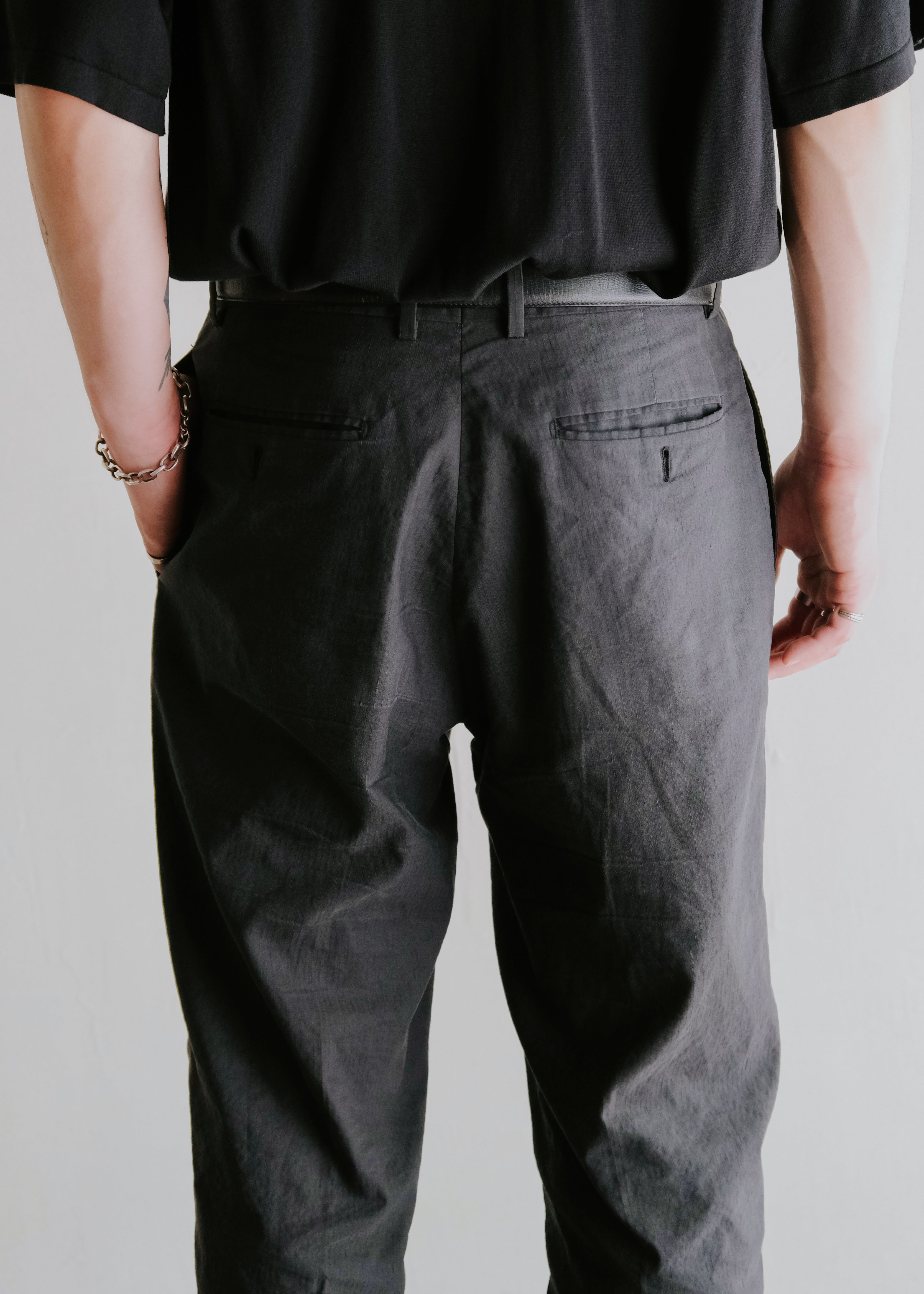 00's HERMÈS cotton linen tapered trousers