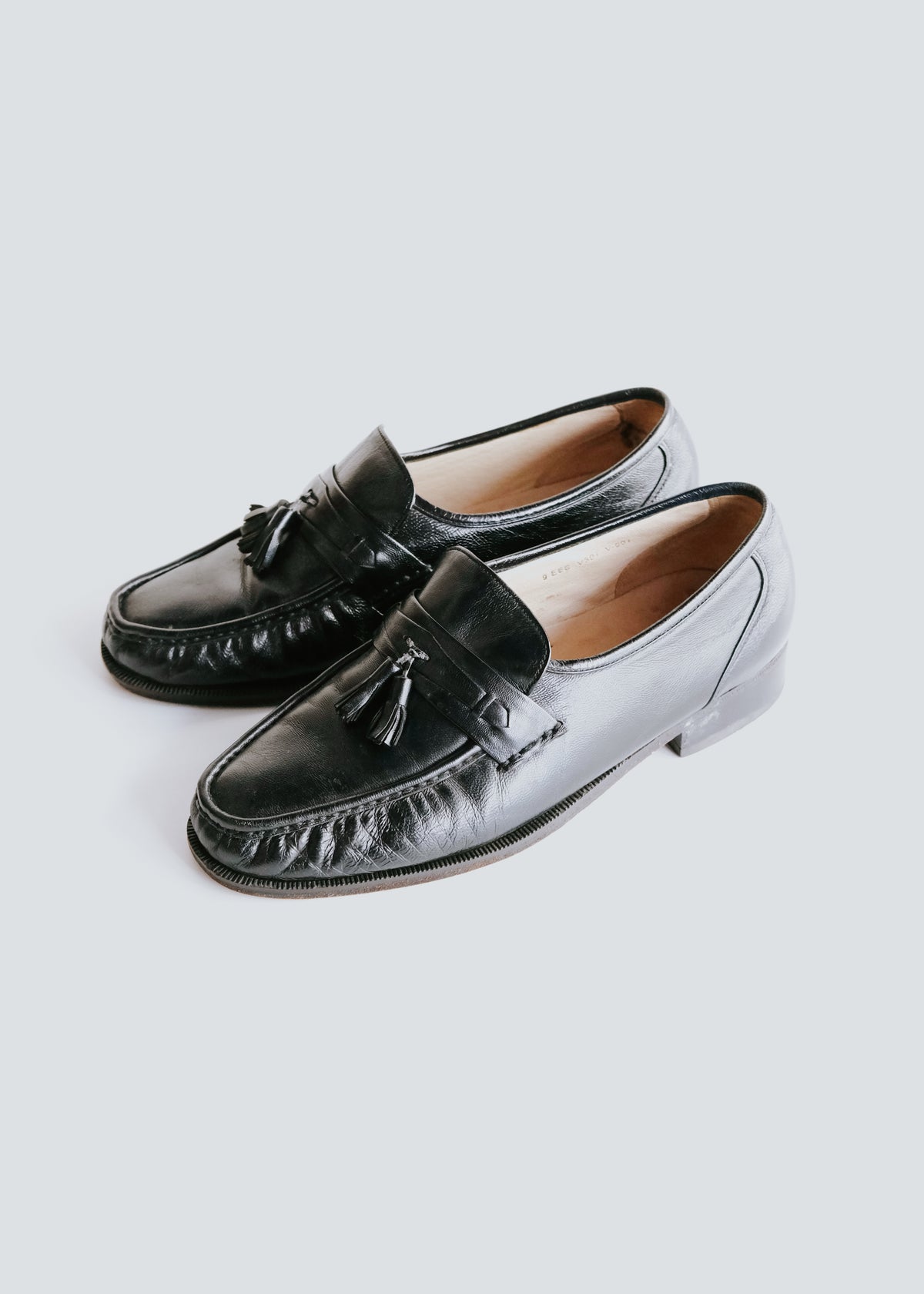 gathered leather tassel loafer