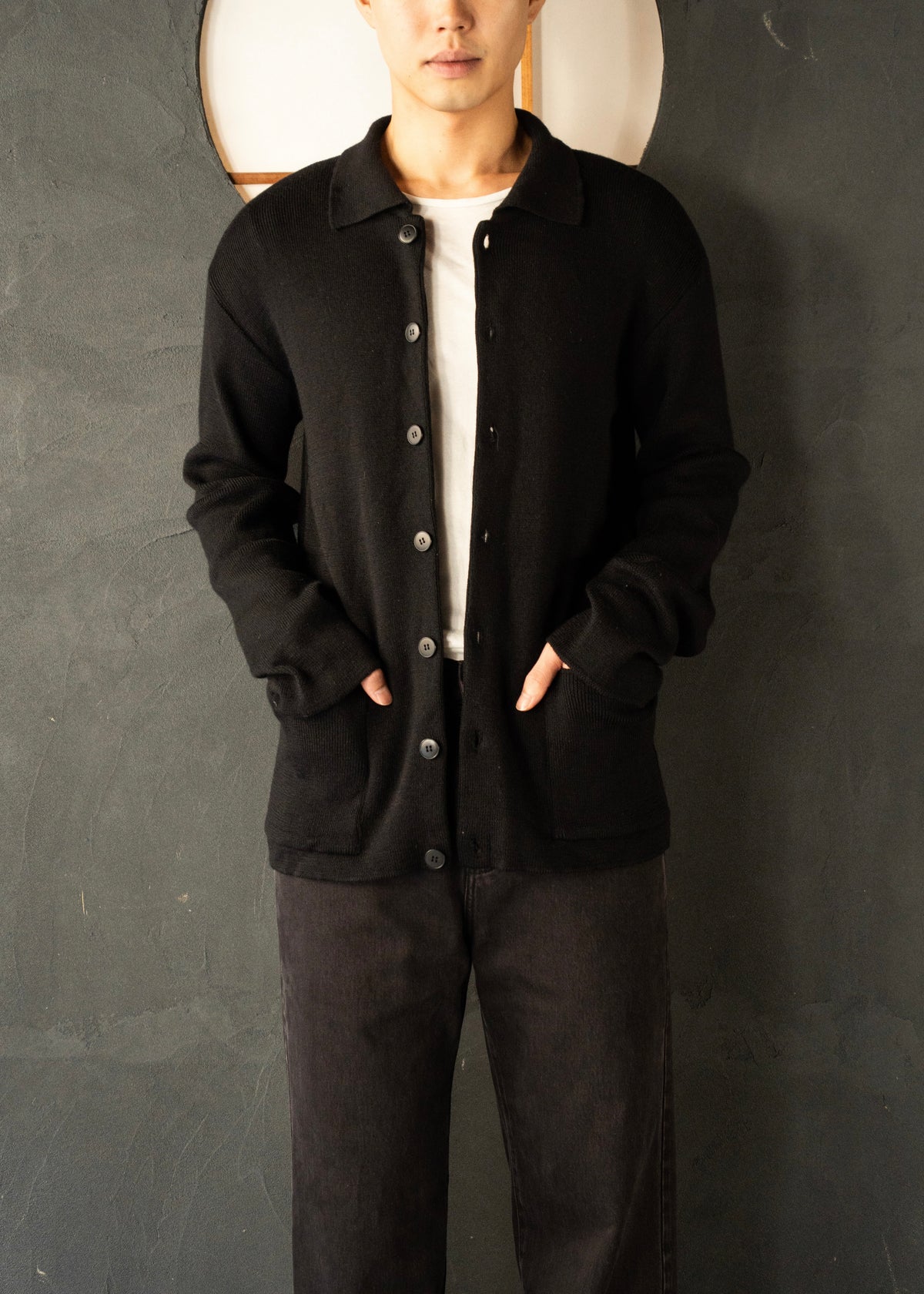 90's agnes b. homme collared wool cardigan