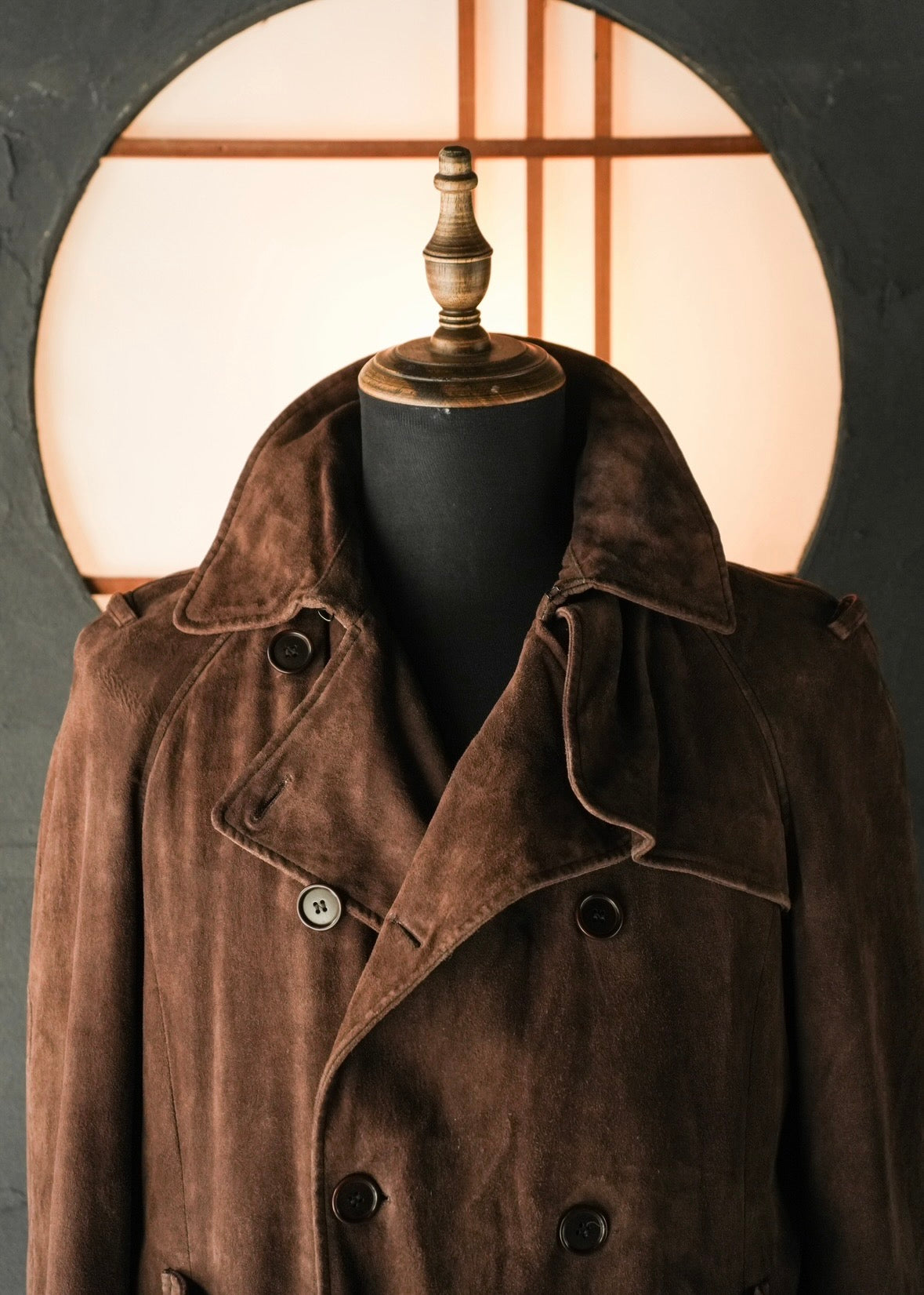 HELMUT LANG 05AW suede double breasted belted coat