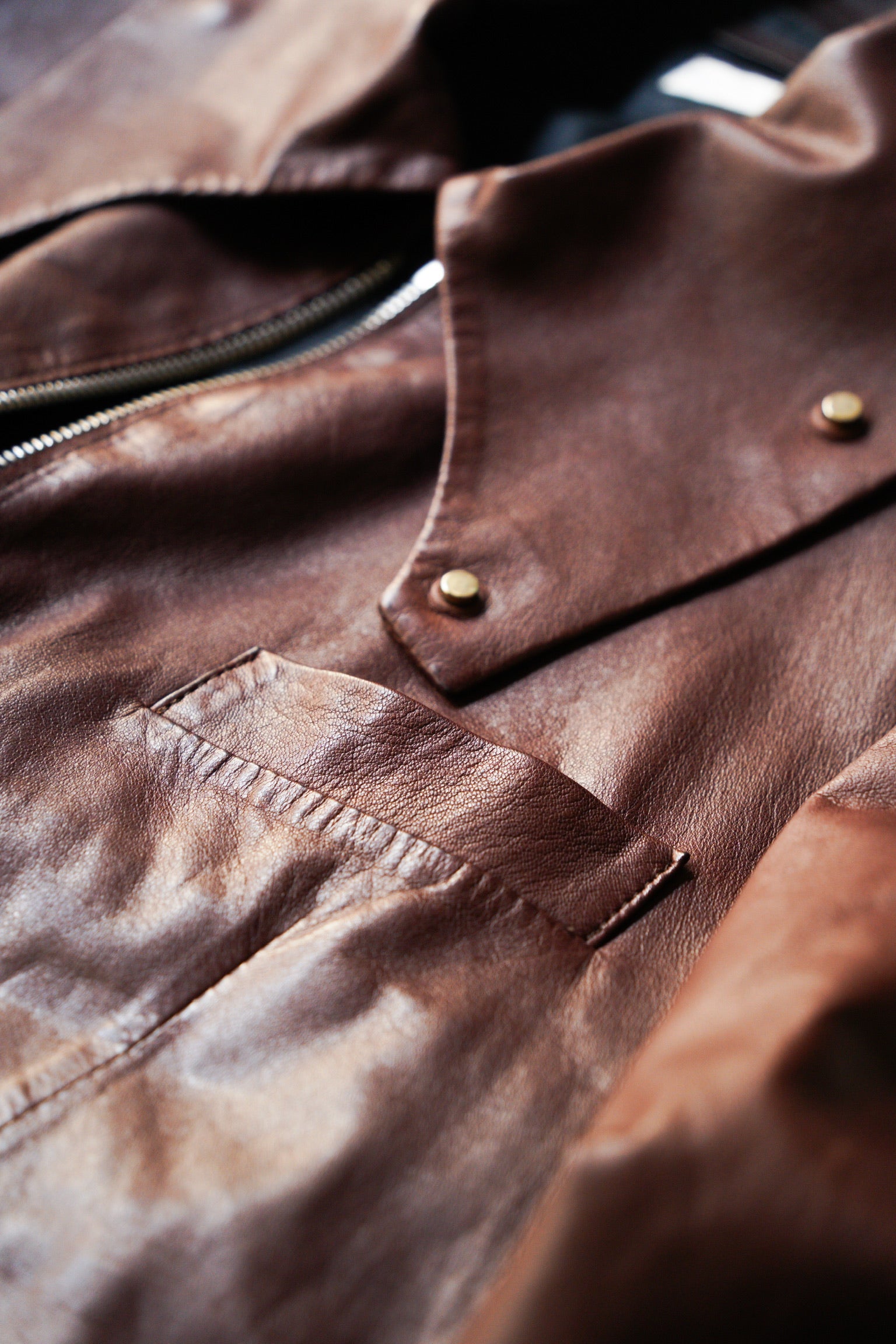 Paul Smith Asymmetrical Collar Leather Jacket in Burgundy