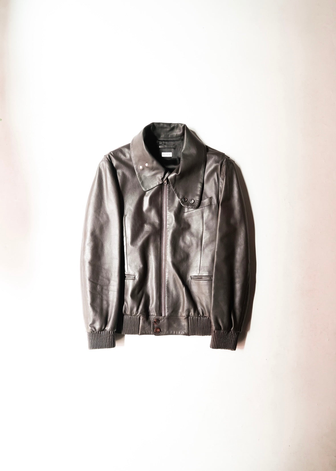 Paul Smith 2010AW stand collar zip up lamb leather jacket