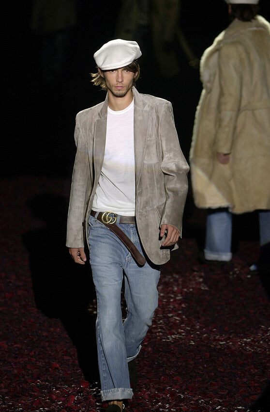 Gucci by Tom Ford 01AW 2b single suede leather tailored jacket