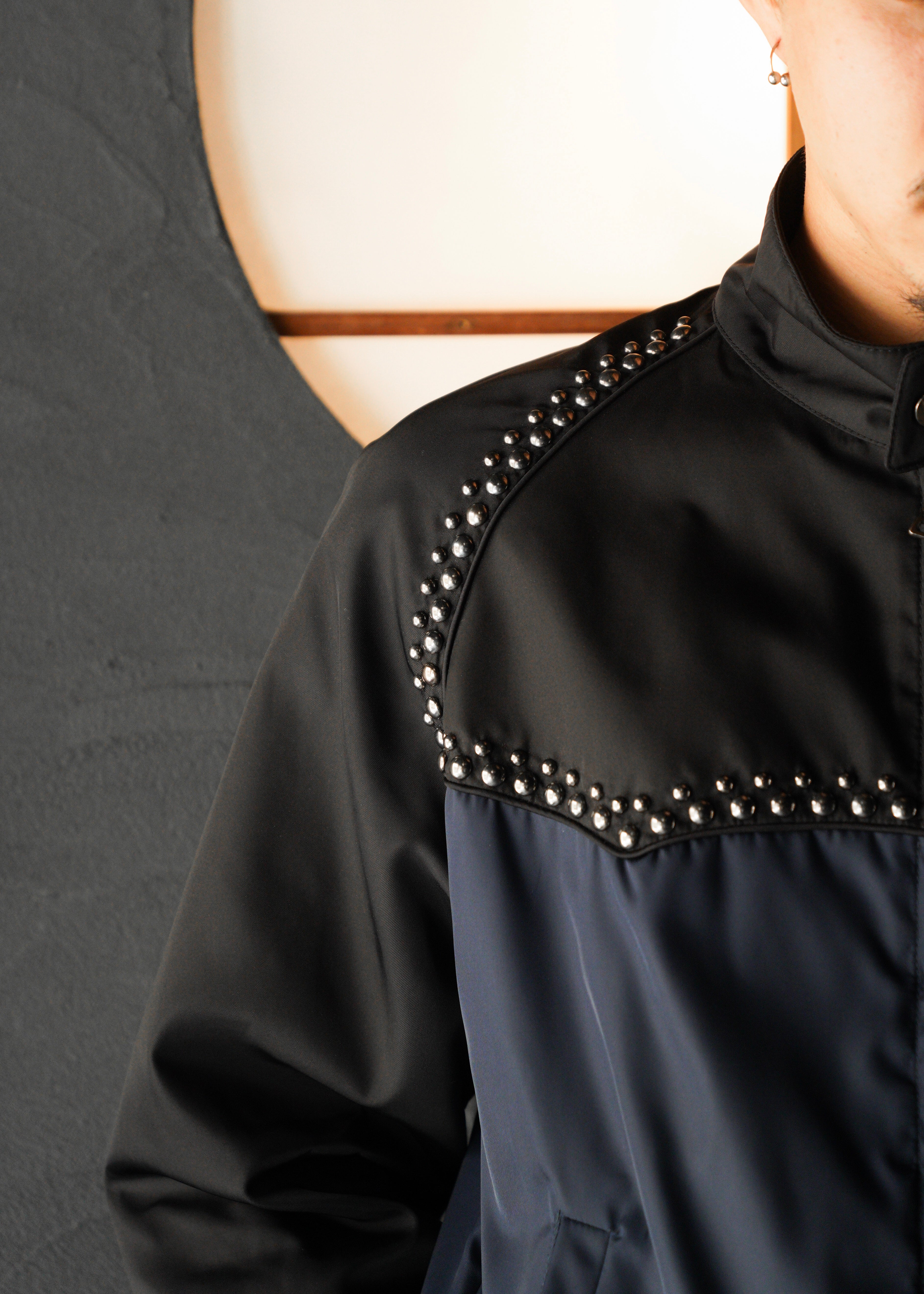 PRADA 12SS bicolor nylon studs blouson