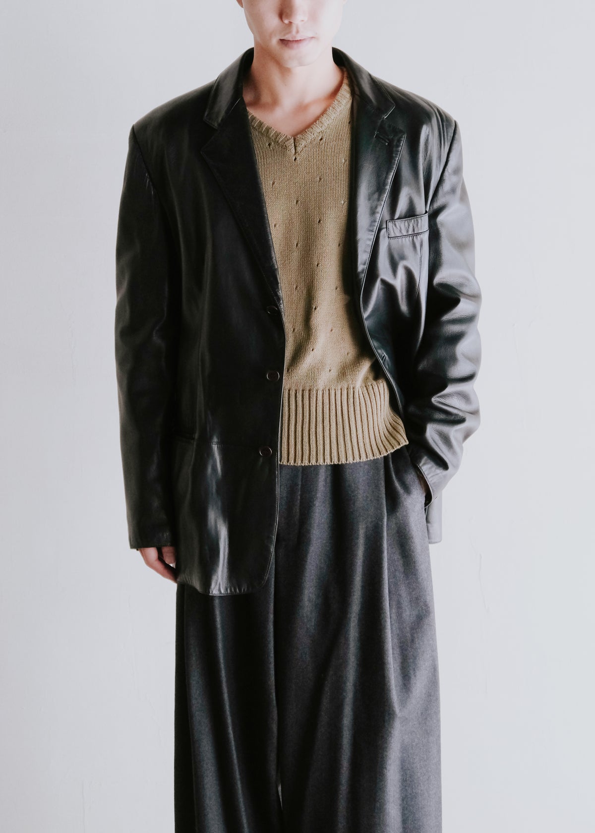 90-00's RUFFO genuine leather 3B tailored jacket