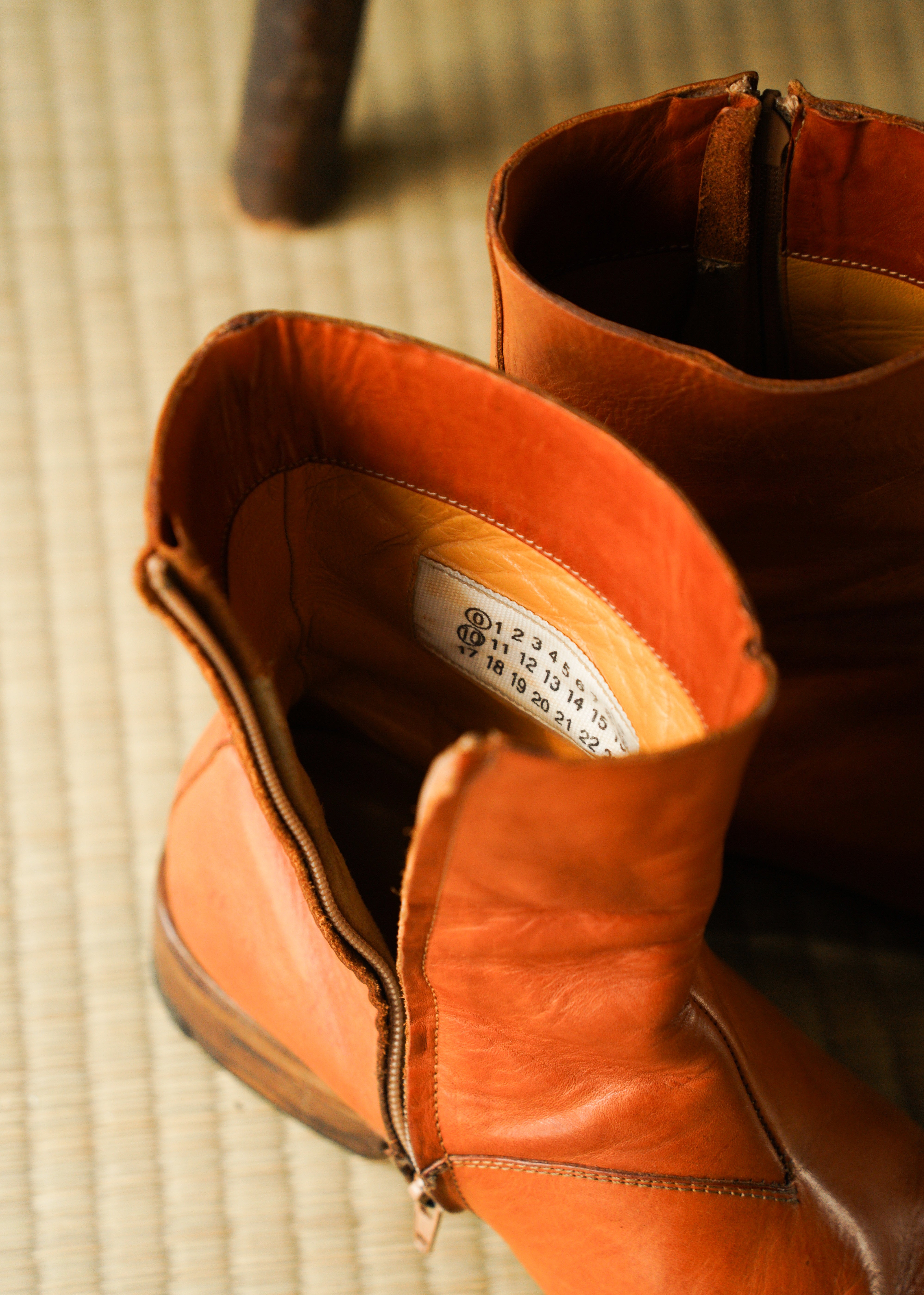 MARTIN MARGIELA artisanal square toe side zip boots