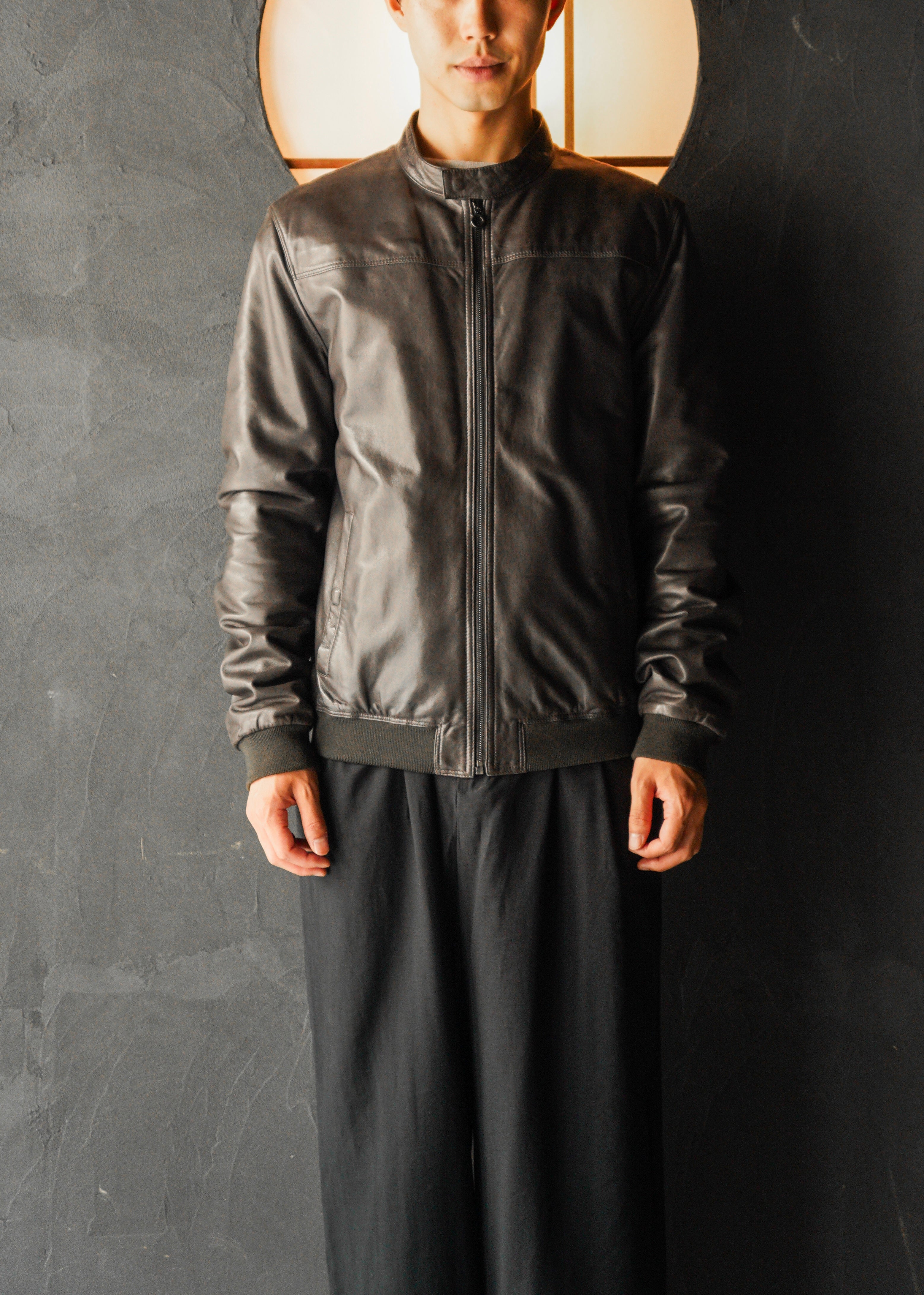 90’s Salvatore Ferragamo reversible single zip up leather jacket