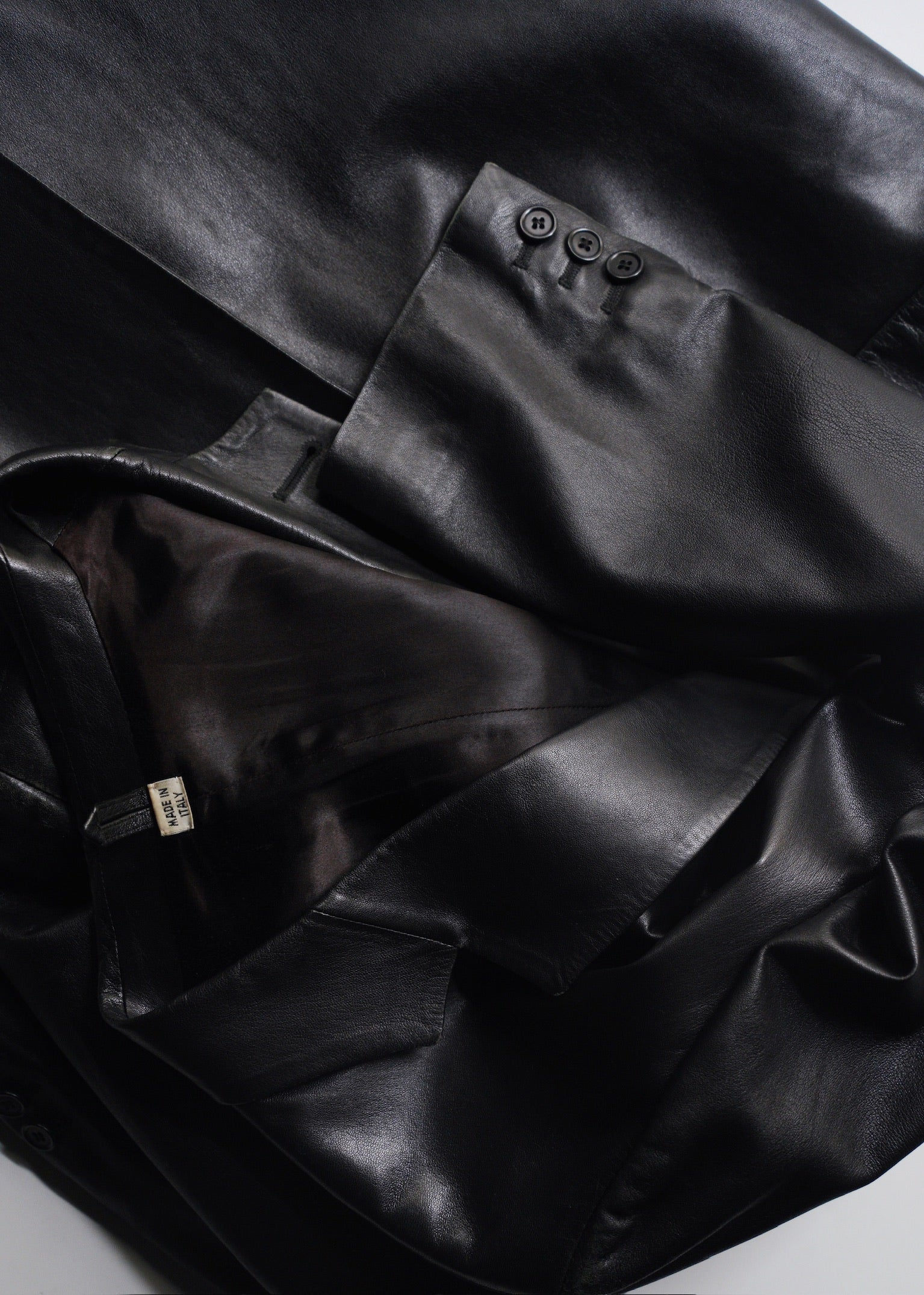 HELMUT LANG fly front leather chesterfield coat