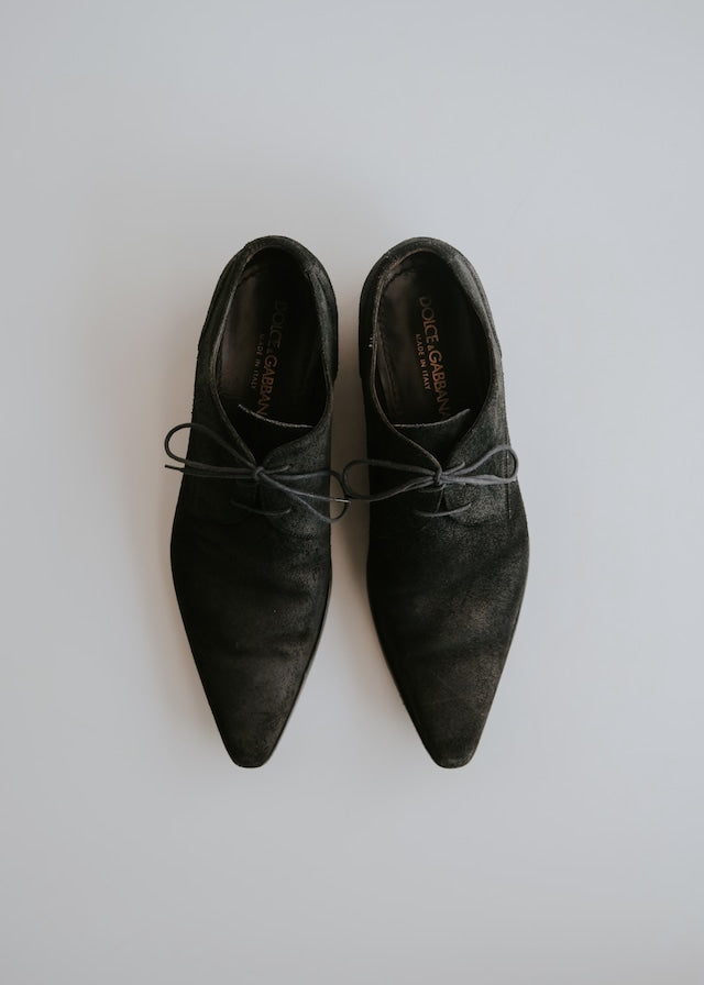 00's DOLCE & GABBANA pointed toe suede leather shoes