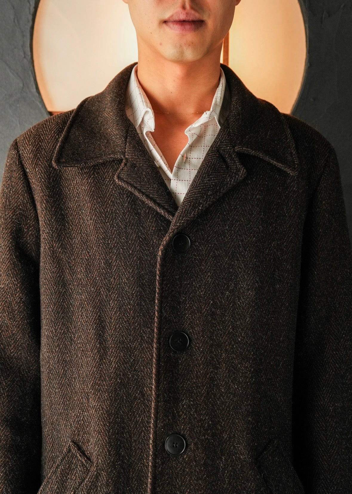 90’s agnes b. homme herringbone wool half coat