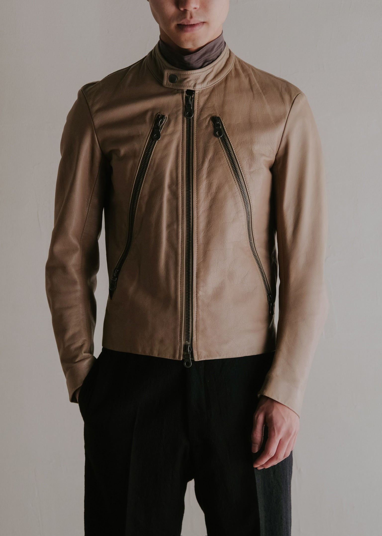 Martin Margiela 08SS 5 zip leather riders jacket