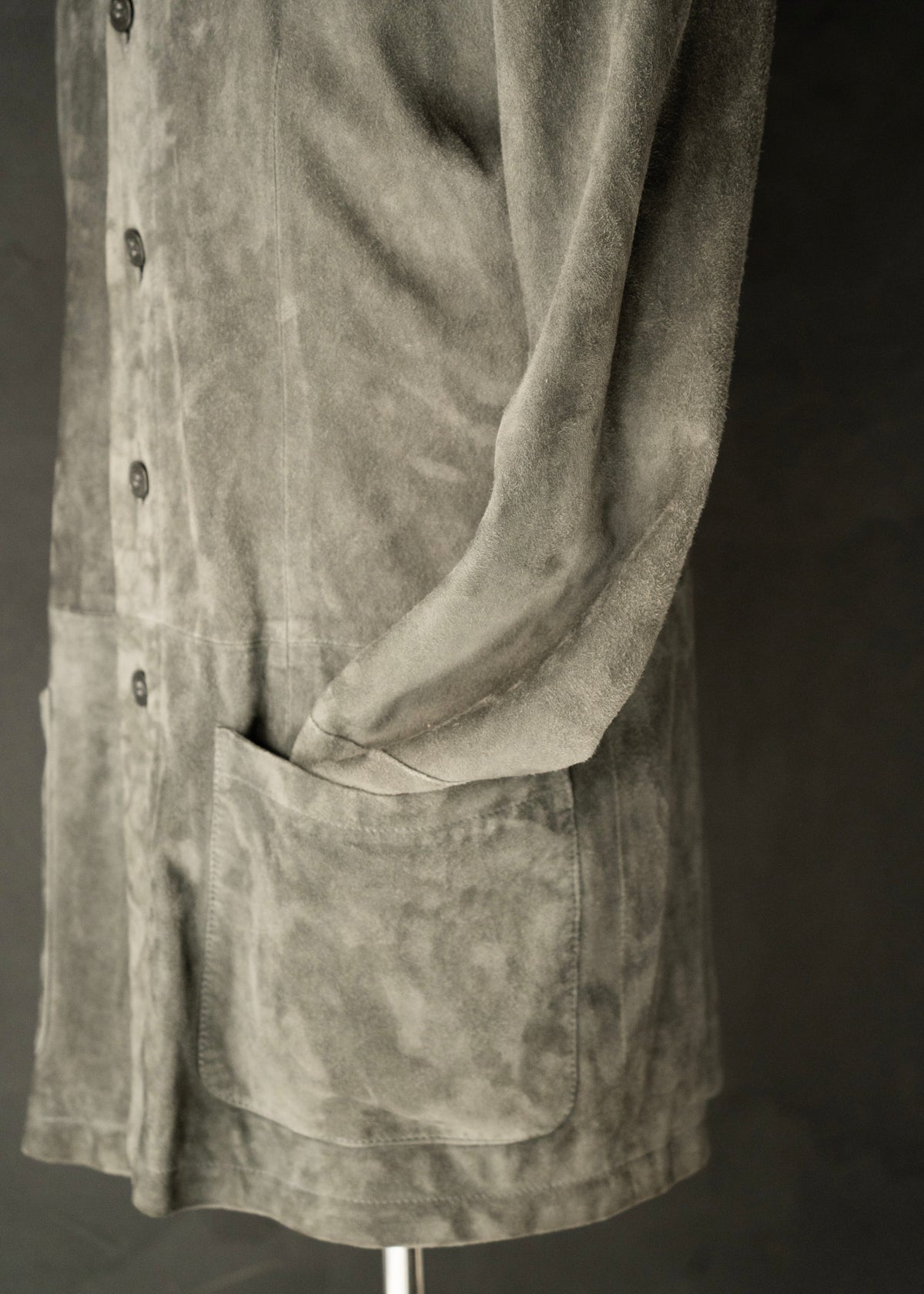 1998SS EMPORIO ARMANI band collar suede leather jacket