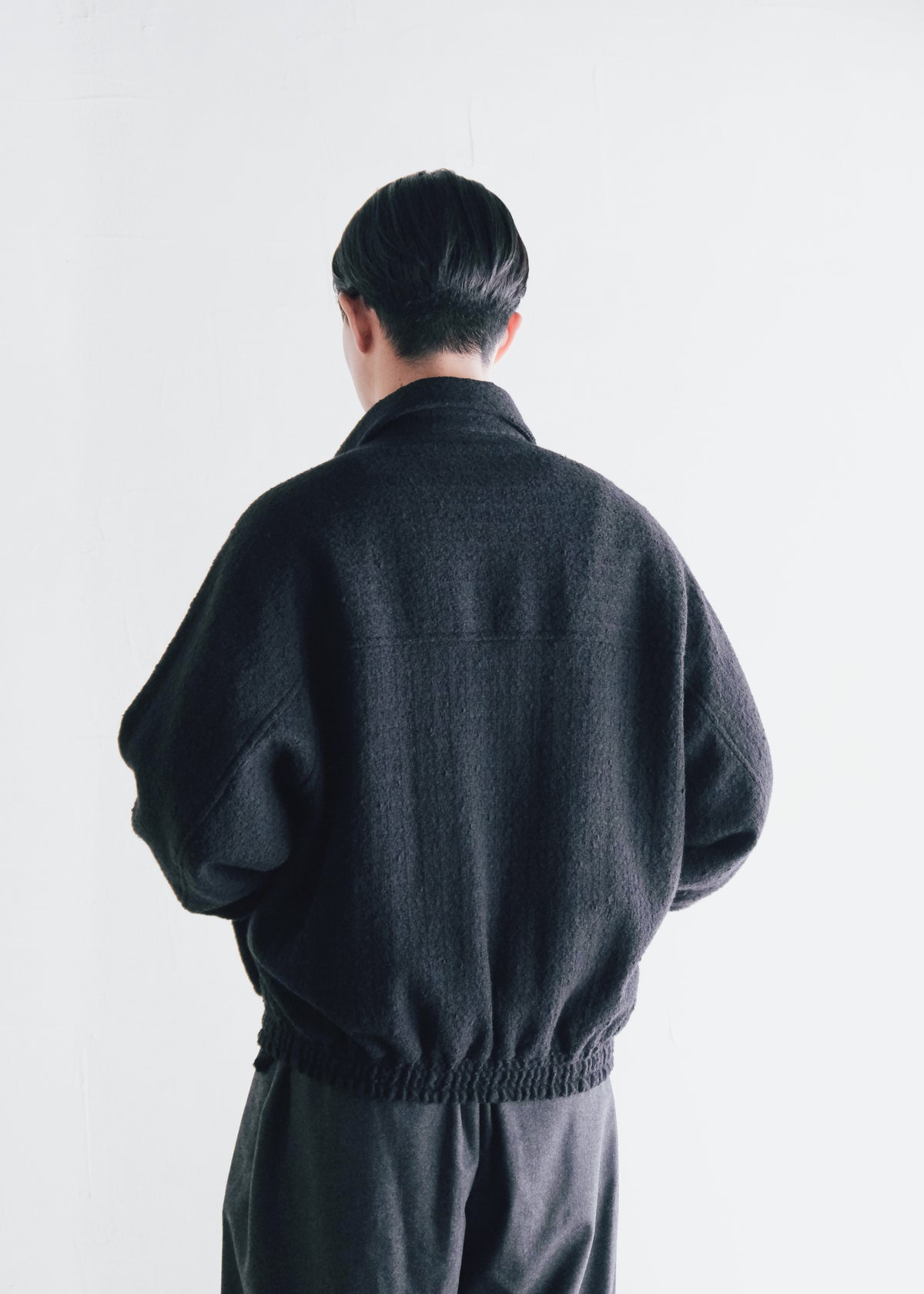 nonnotte 26AW Draping Big Yoke Raglan Drizzler Jacket N Tweed 002 / Smoked Black