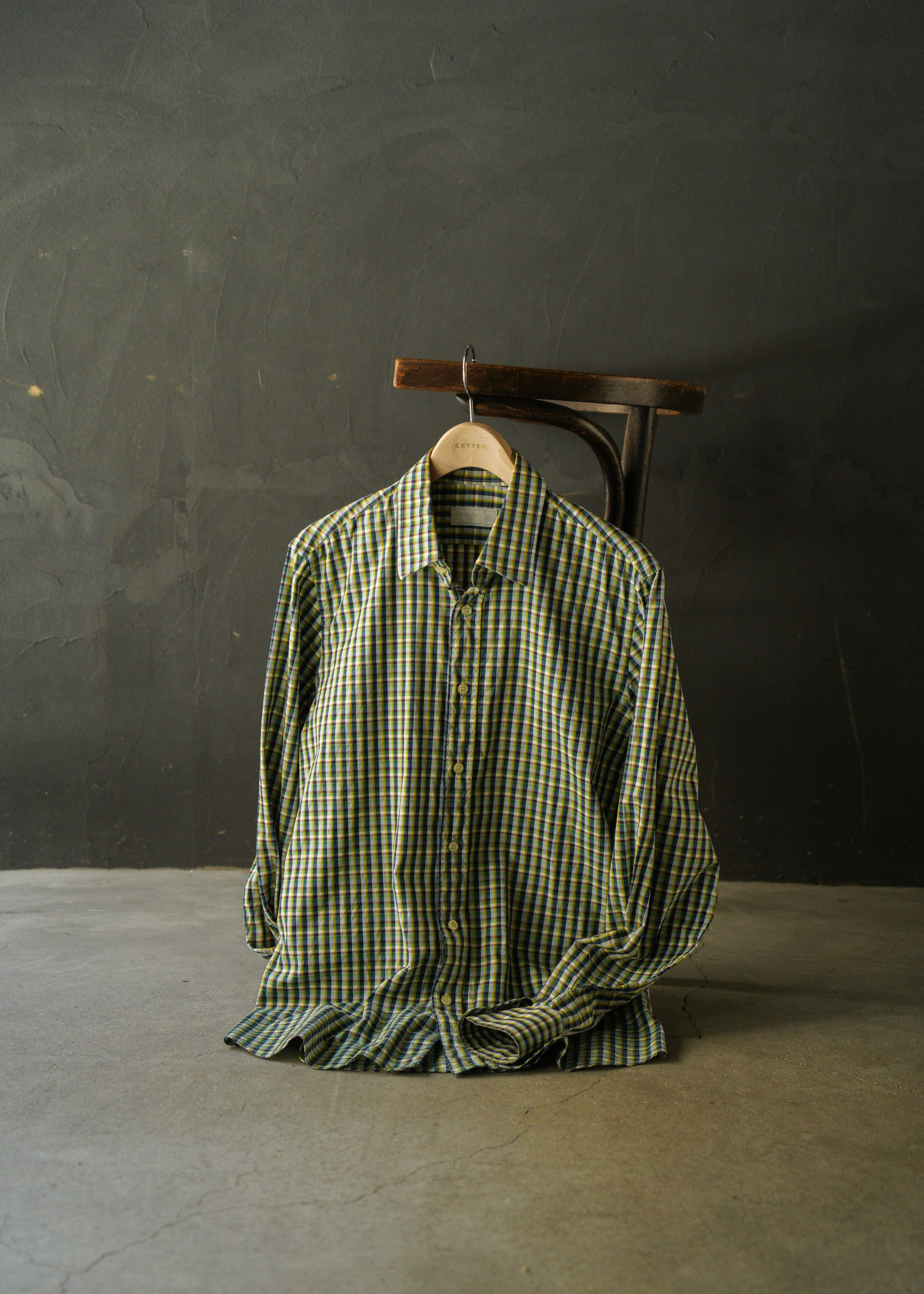 PRADA multi color check regular collar cotton shirt