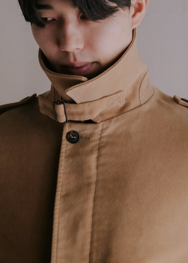 00's A.P.C. detachable boa stand collar moleskin blouson