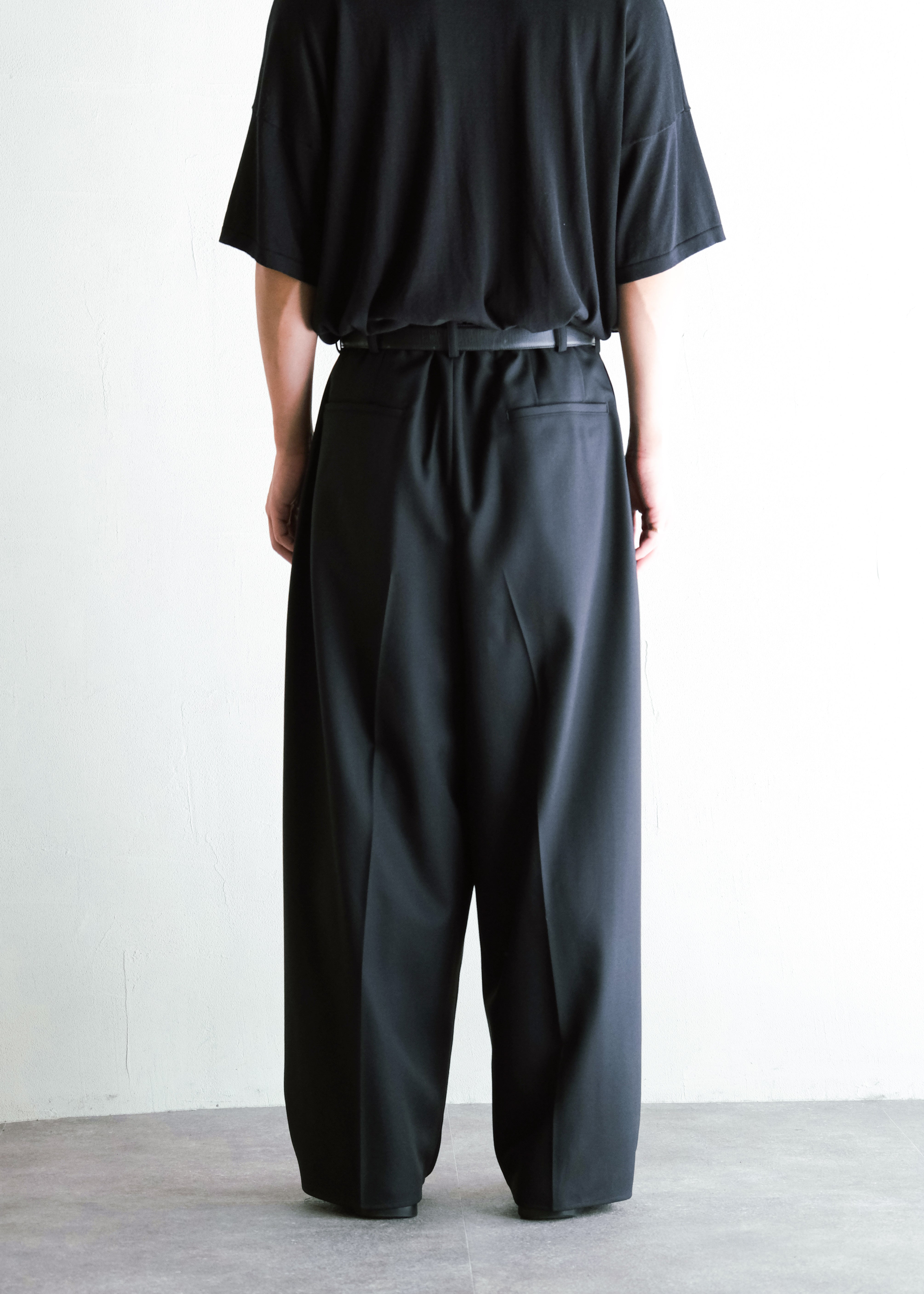 nonnotte 26AW Draping Crotch Box Pleats One- Tuck Trousers/ Deep Black