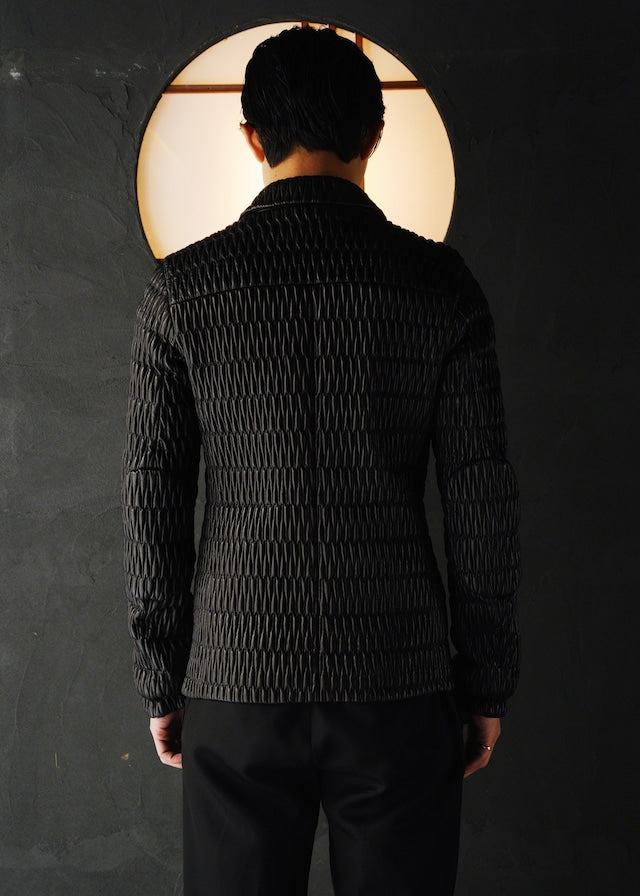 PRADA 06AW double zip pleats leather jacket