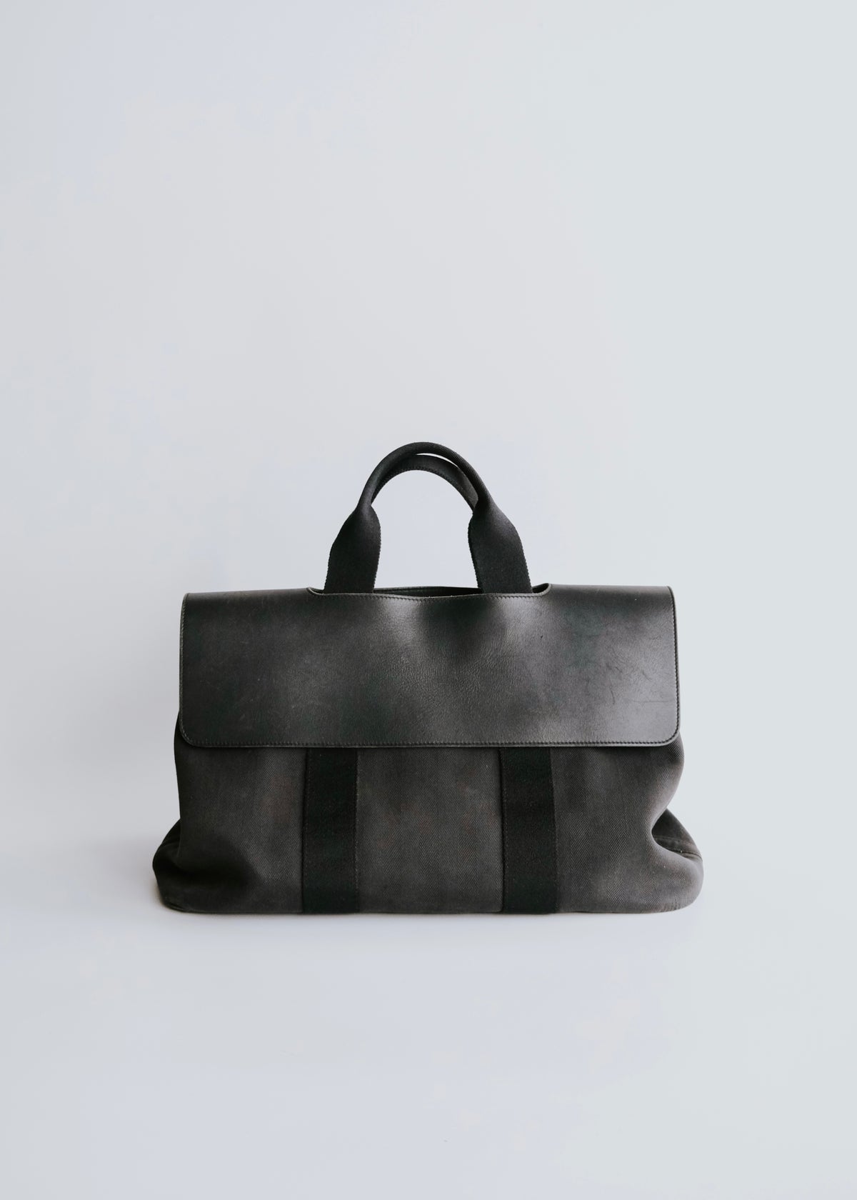 HERMÈS valparaiso MM leather flap canvas hand bag