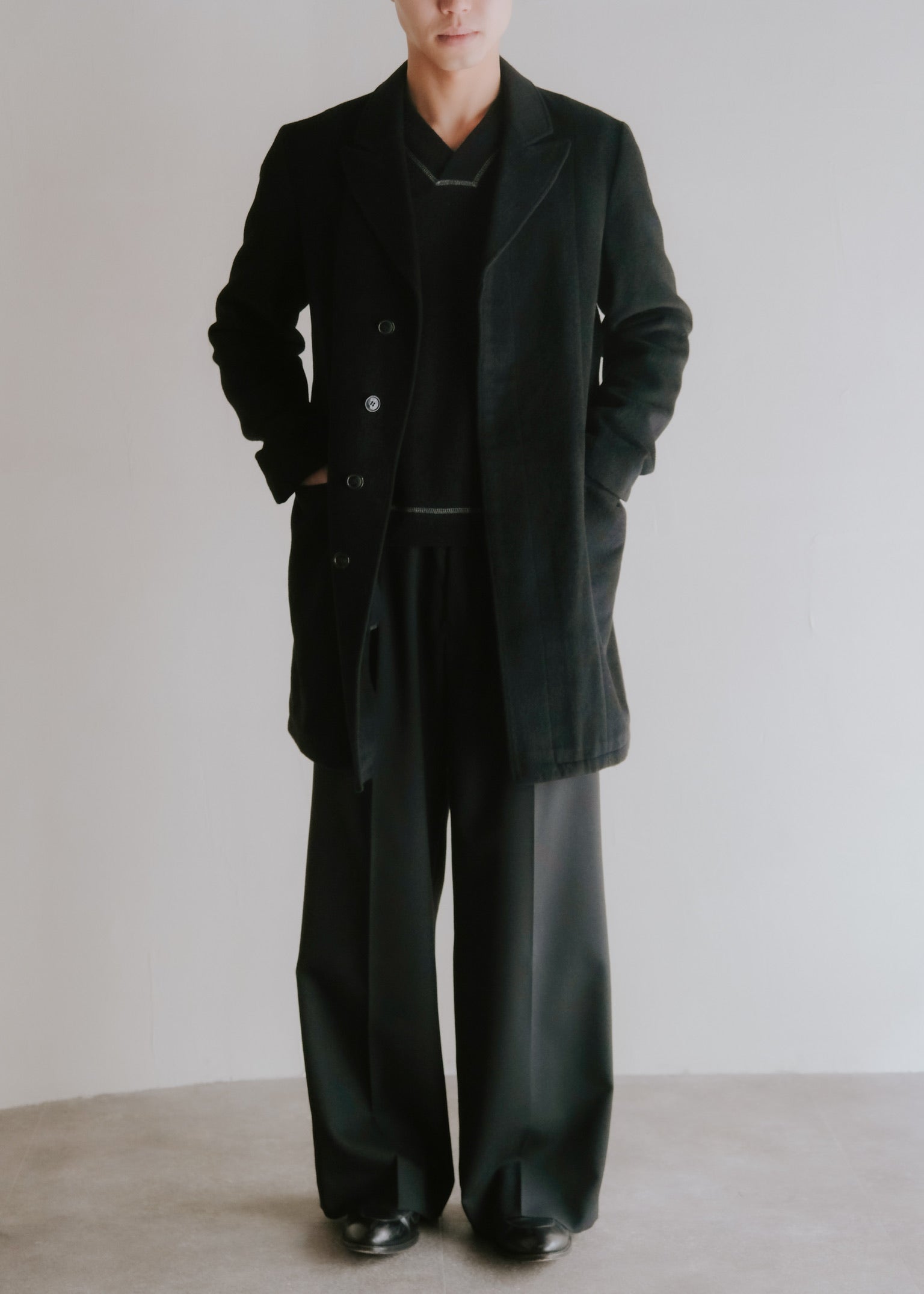 EMPORIO ARMANI 05AW fly front angora wool chesterfield coat