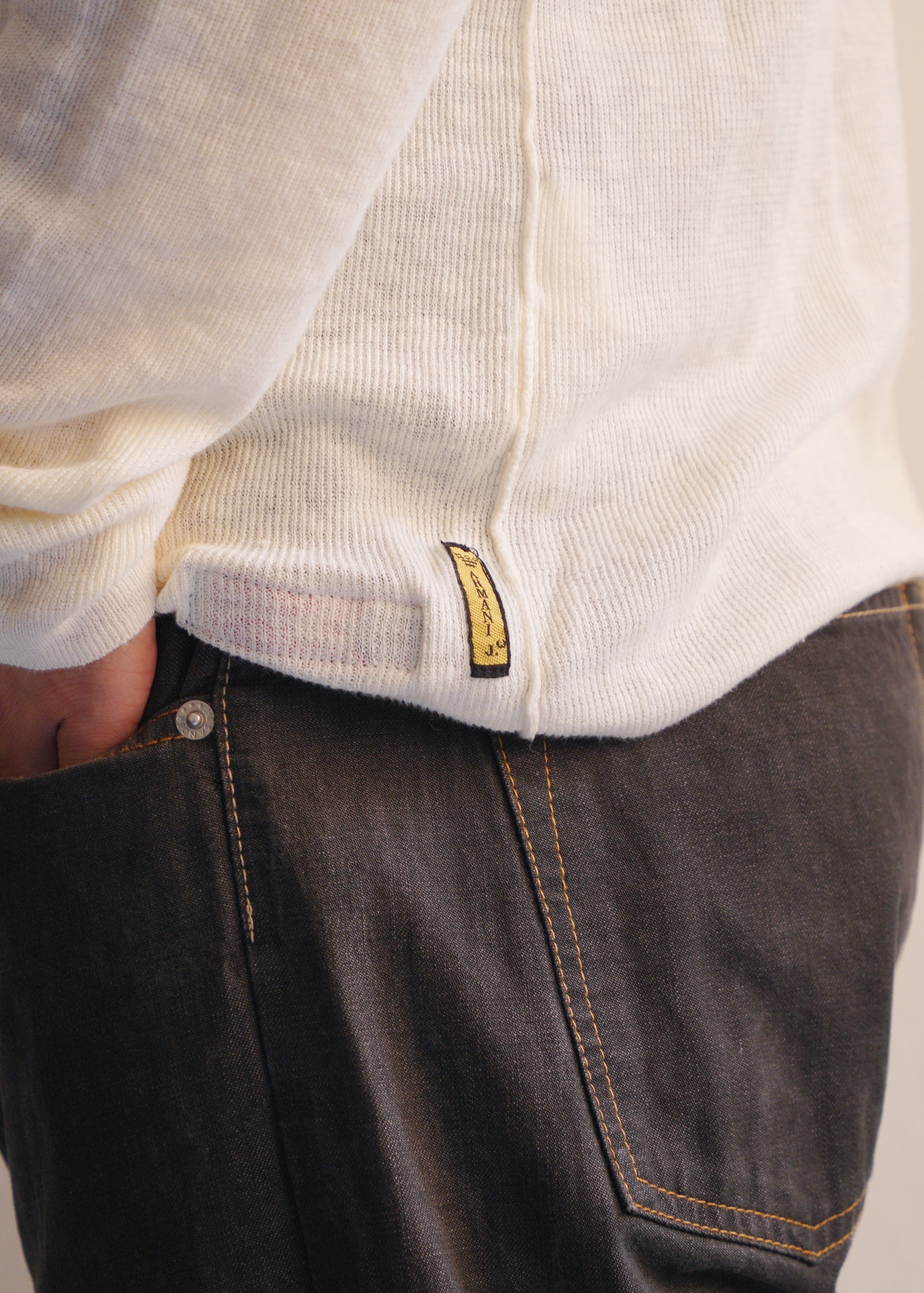 ロールネック リネン混 size L 金タグ 90s ARMANI JEANS 90's ARMANI JEANS linen long sleeves