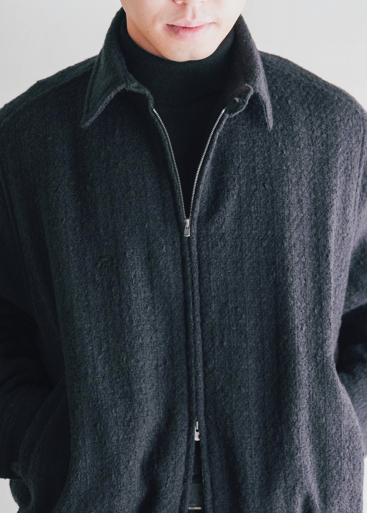 nonnotte 26AW Draping Big Yoke Raglan Drizzler Jacket N Tweed 002 / Smoked Black