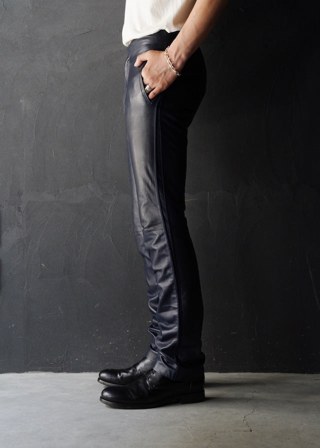 RUFFO RESEARCH 01SS piping straight leather trousers by Sophia Kokosalaki