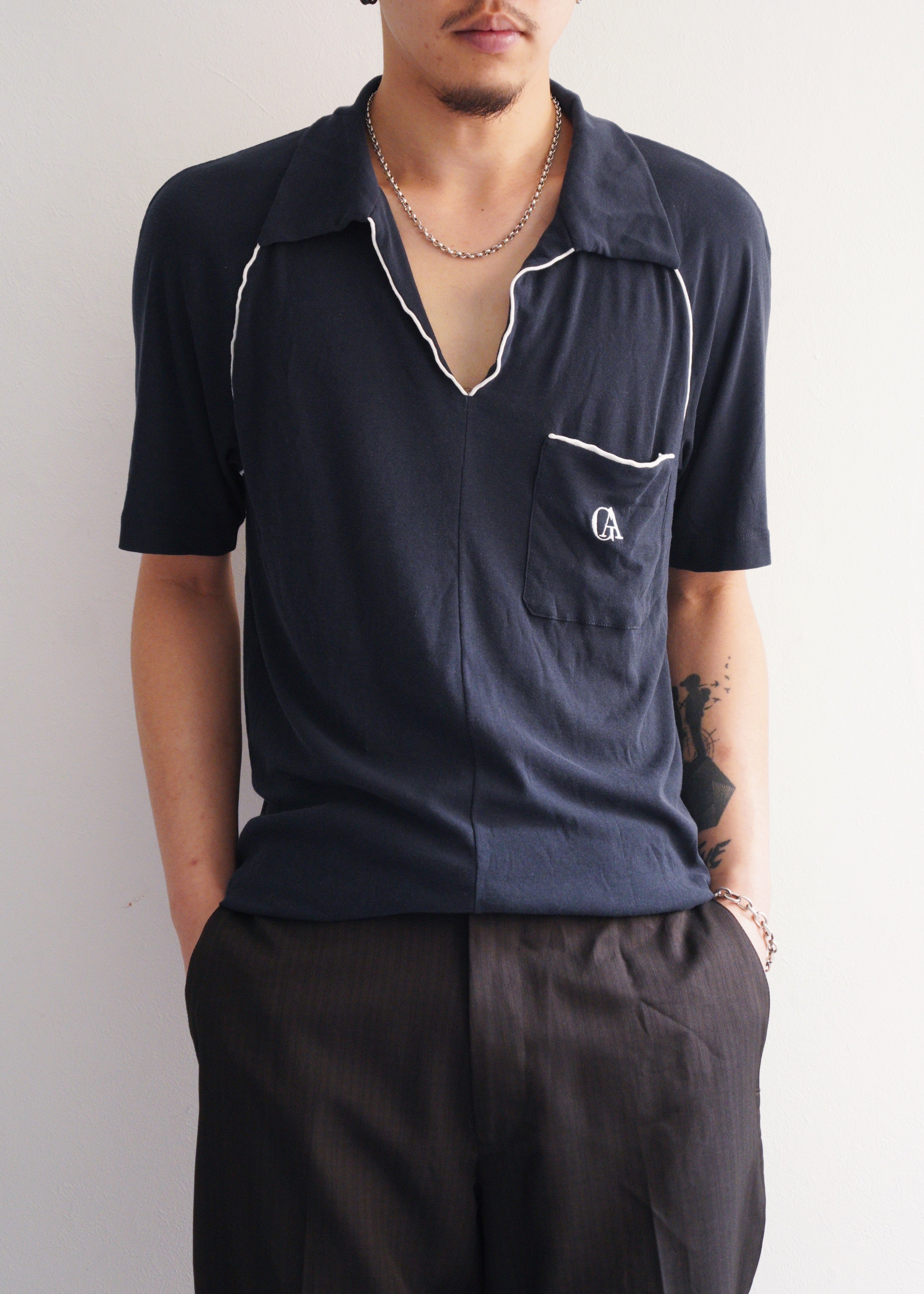 90's GIORGIO ARMANI piping skipper polo shirt