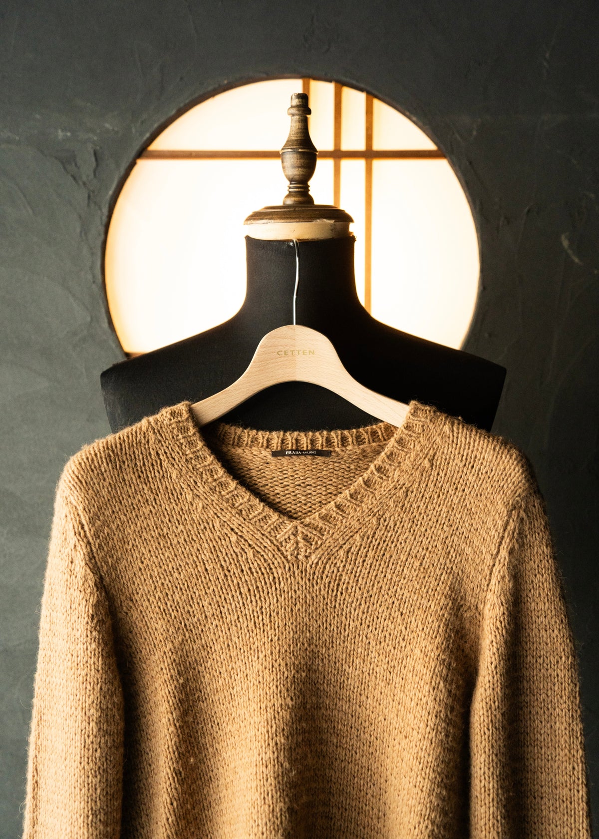 PRADA 2015SS contrast trim v-neck knit