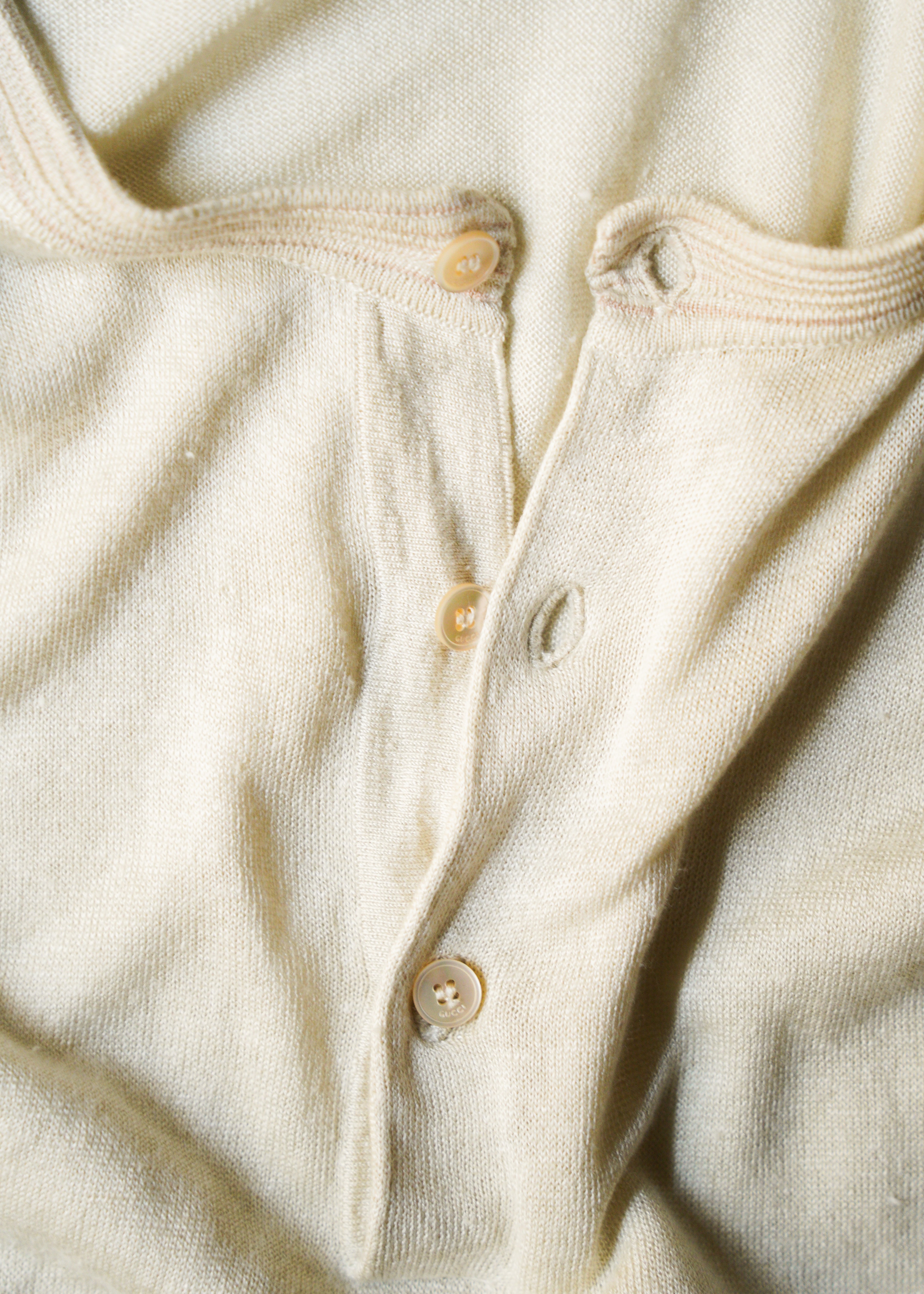 00's GUCCI linen silk henry neck short sleeve knit
