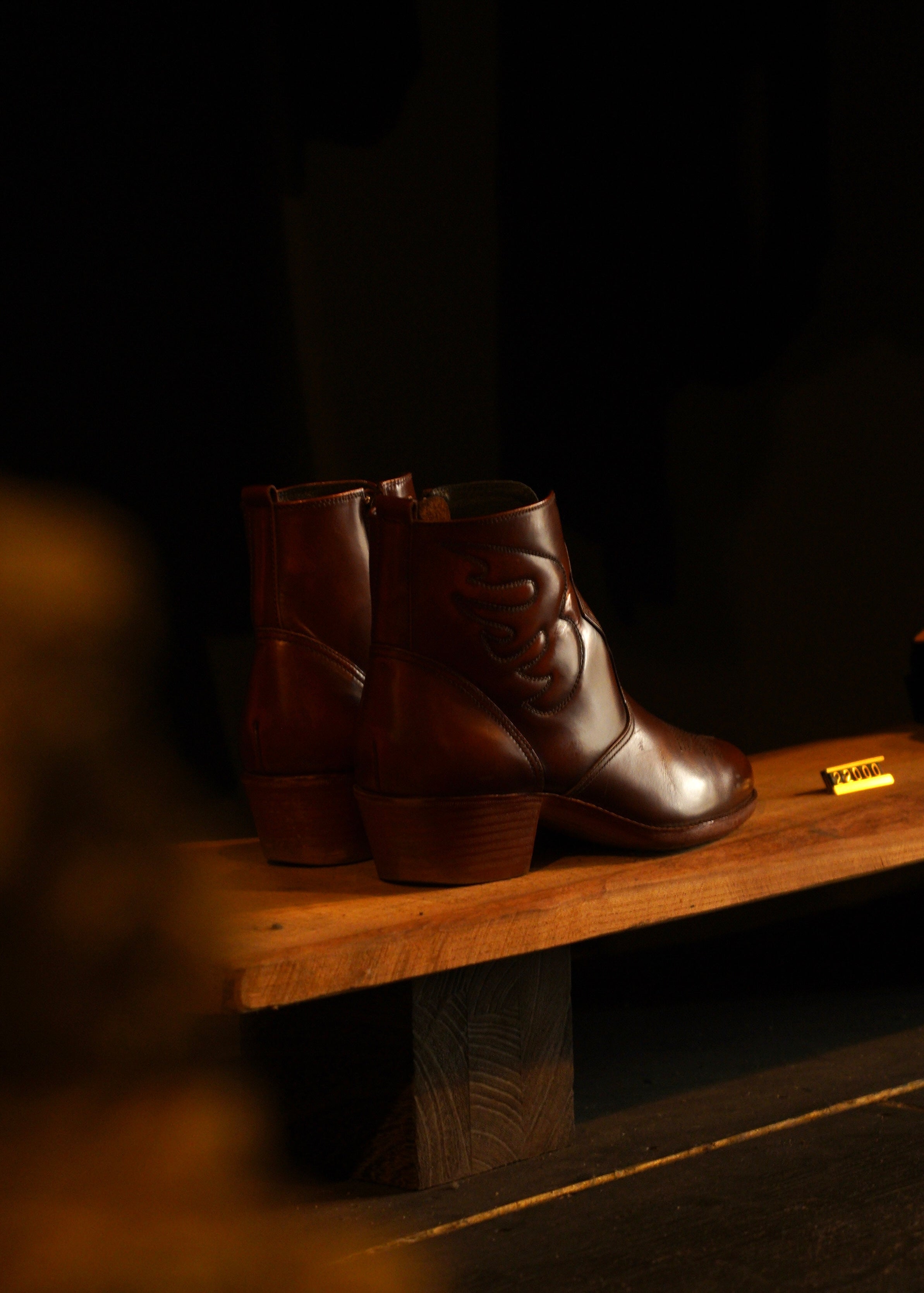 Brown Leather Western Ankle Boots