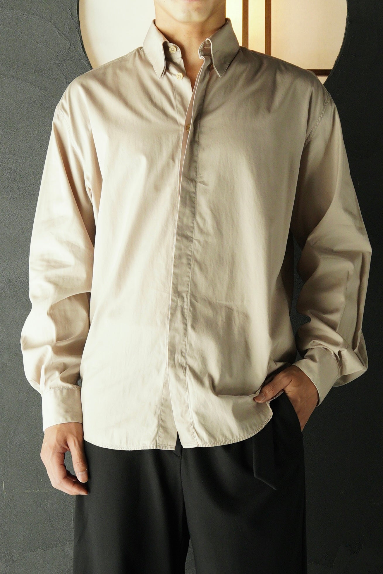 90's GIANNI VERSACE double collar fly front dress shirt
