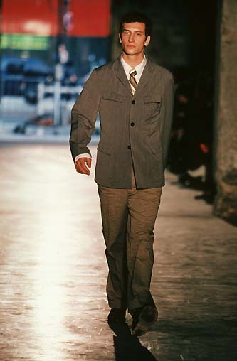 DRIES VAN NOTEN 98SS cotton 3 button fake flap buttonhole tailored jacket