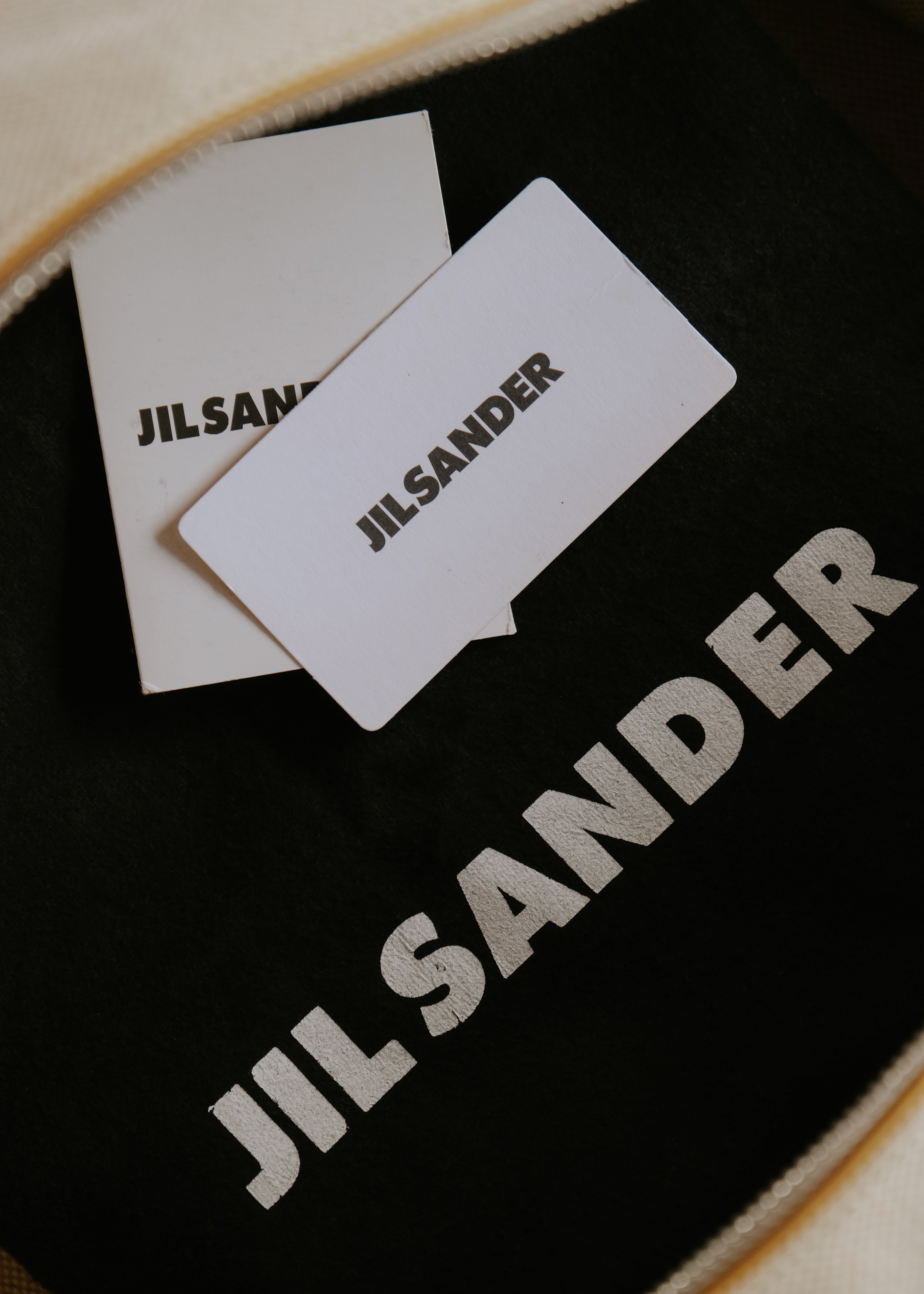 00's JIL SANDER grained calf leather canvas boston bag