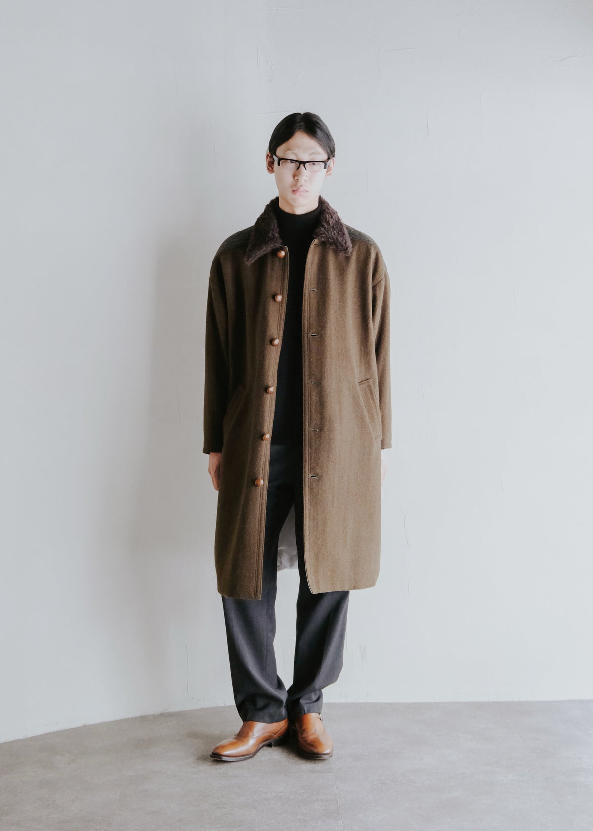 NAMACHEKO 26AW EMLEY COAT/ SPECKLED MOSS GREEN