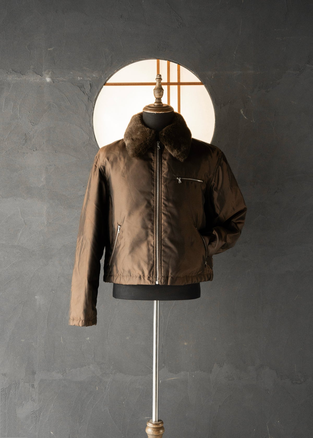 90's COMME CA DU MODE MEN leather detachable collar zip up jacket