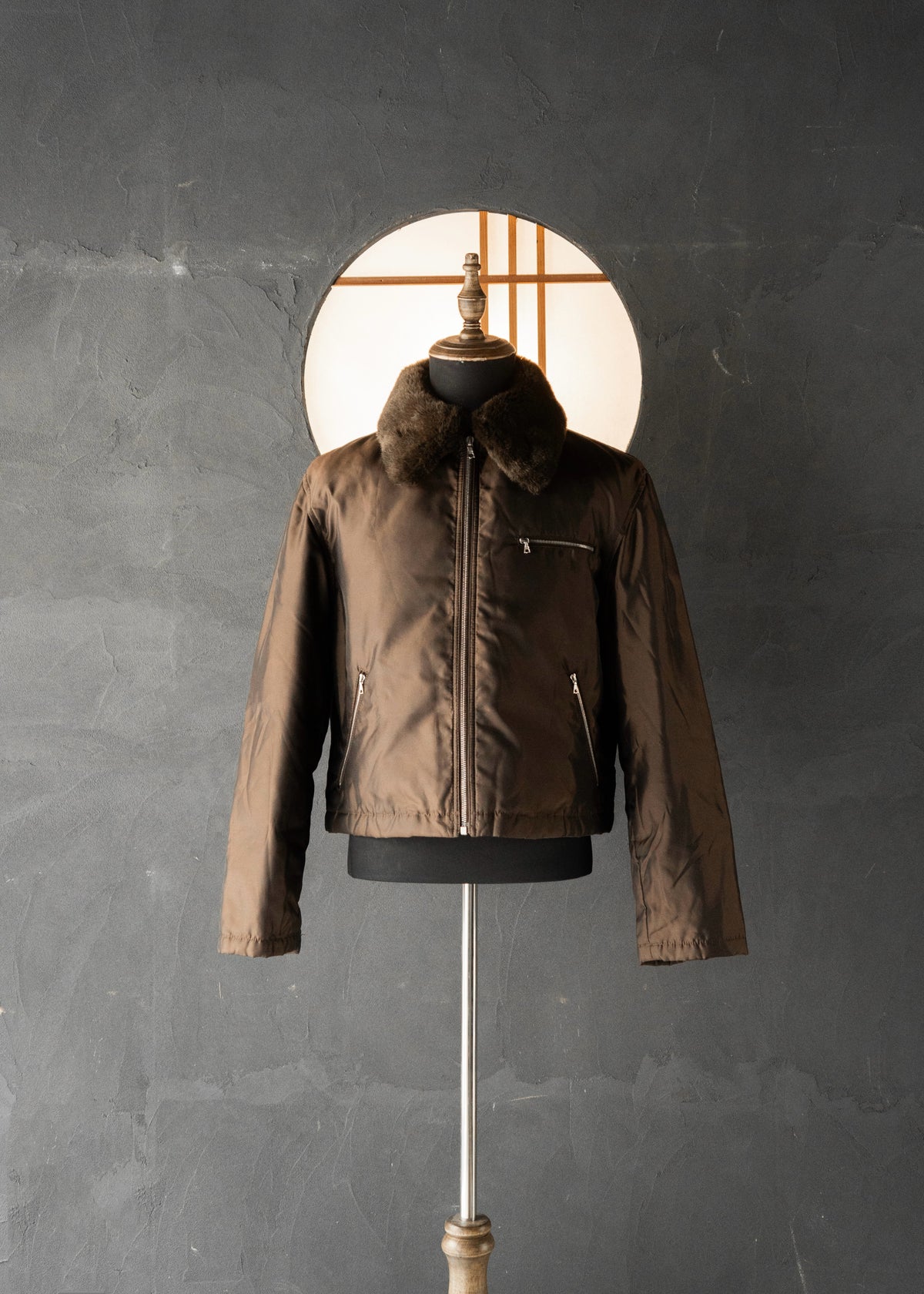90's COMME CA DU MODE MEN leather detachable collar zip up jacket